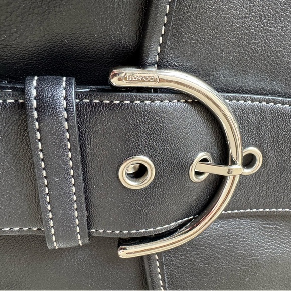 NWT Authentic Black Leather Coach Shoulder Bag with Silver Hardware - Brand New - Picture 10 of 15